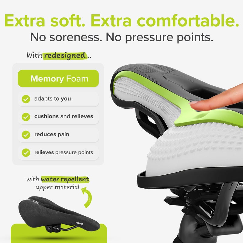 VELMIA Bike Seat Designed in Germany - Made of Comfy Memory Foam | Waterproof and with Smart Zone-Concept for Men & Women, BMX, MTB & Road Bikes - Image 2